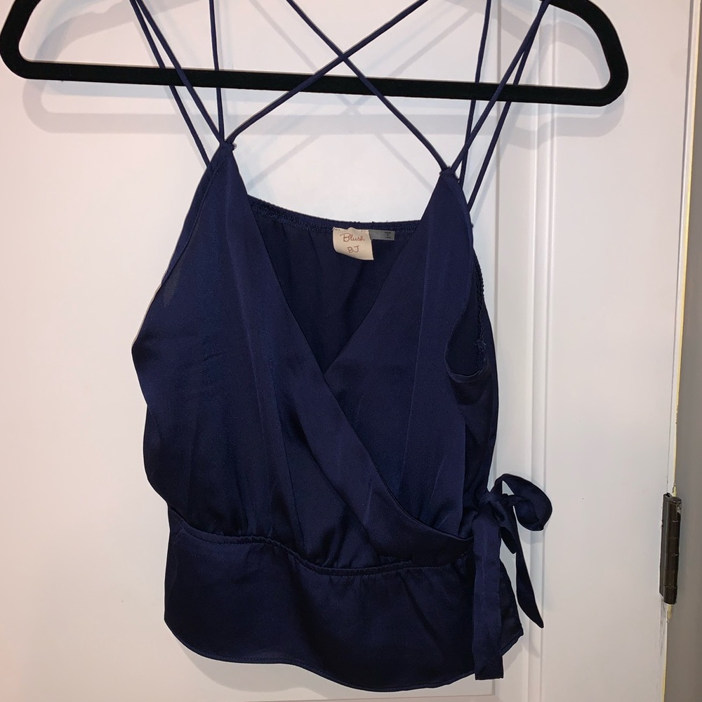 Silky Cropped Tie front blouse